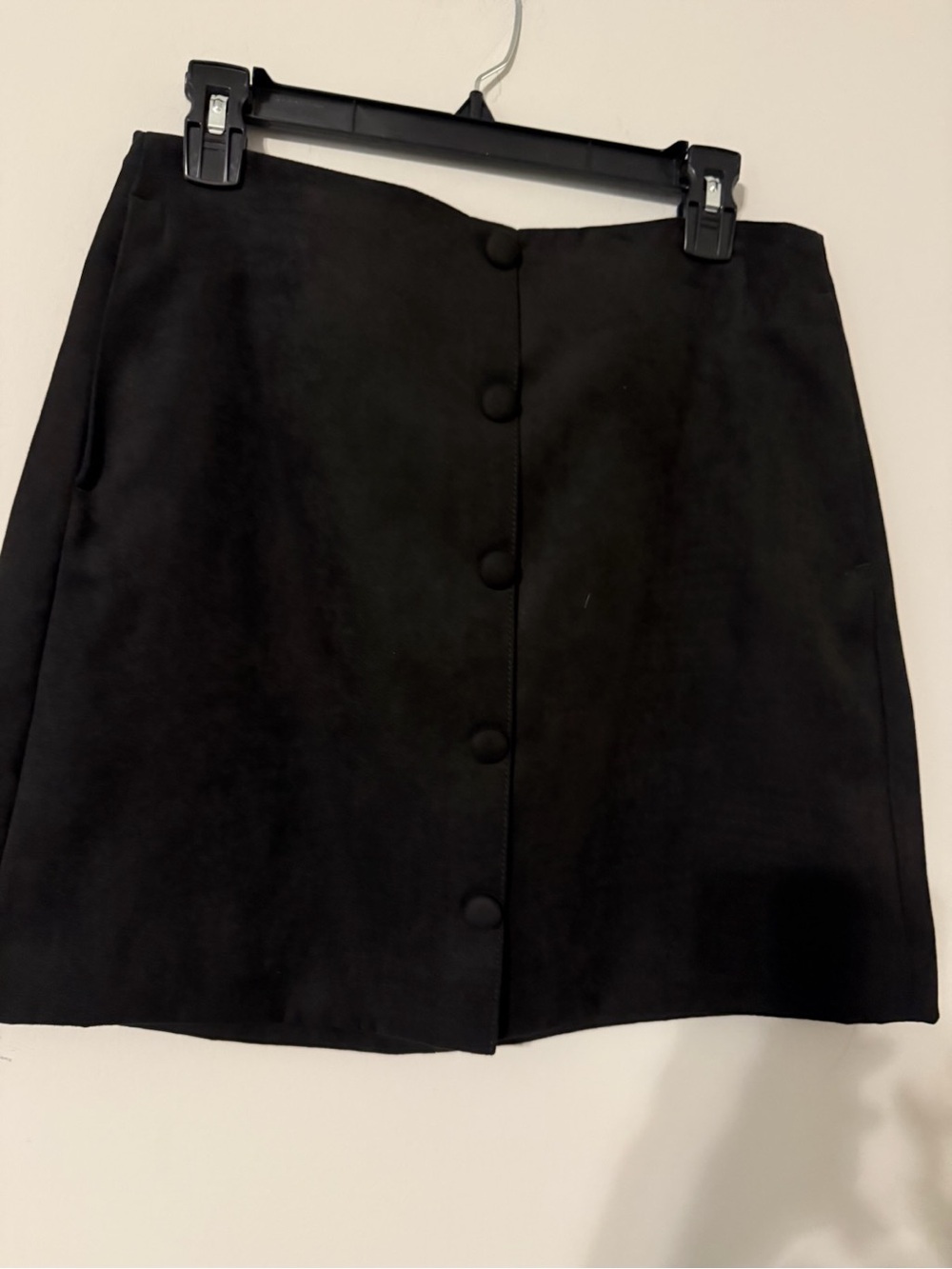 NWOT Classic Button-Front Black Velvet Women's Skirt
